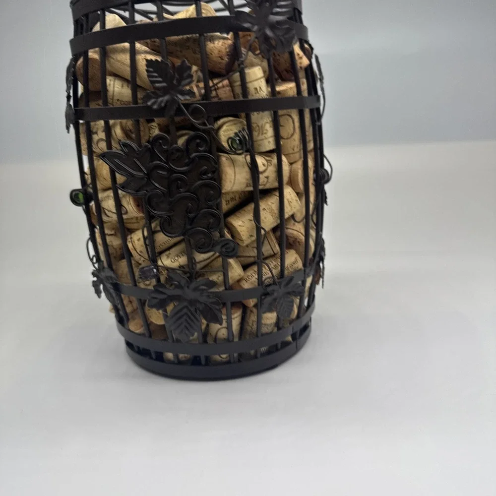 Wine Cork Holder Barrel Rustic Metal Home Decor 9.
